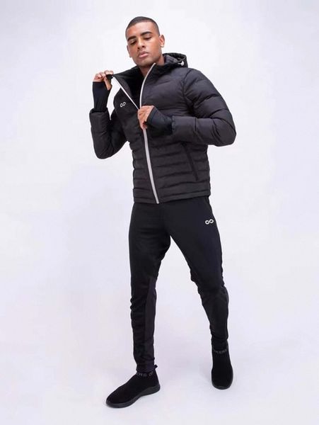 

men contrast panel zipper hooded puffer coat r4jx#, Black;brown