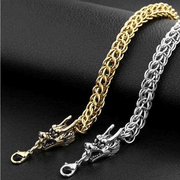 

bracelet fashion korean fashion men's first jewelry personality titanium steel zodiac double leader domineering bracelet old punk, Golden;silver