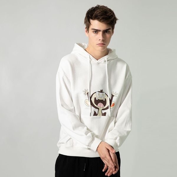 

sweater spring autumn ins trend cartoon animation printing simple and loose men's casual hoodie, Black