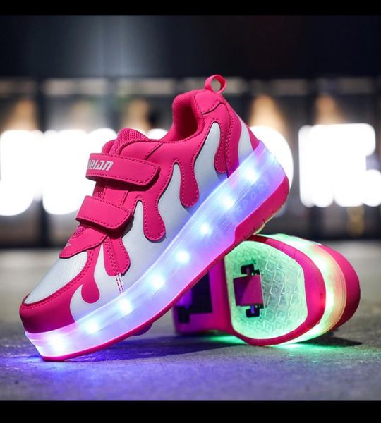 

inline & roller skates led light flashing shoes 2 wheels skating sneaker flying recharge breatheable children for outdoor boy girl