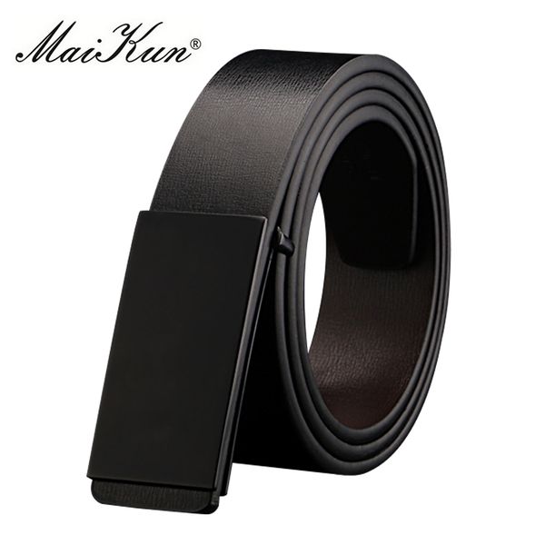 

maikun belts for men smooth buckle synthetic leather male belt fashionable men belt for jeans 210326, Black;brown