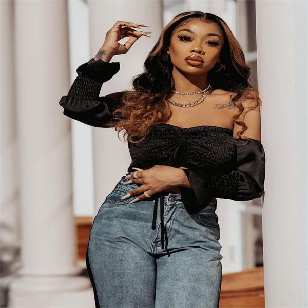 

brazilian remy wavy human highlight lace frontal wigs 13x4 front hair, Black;brown