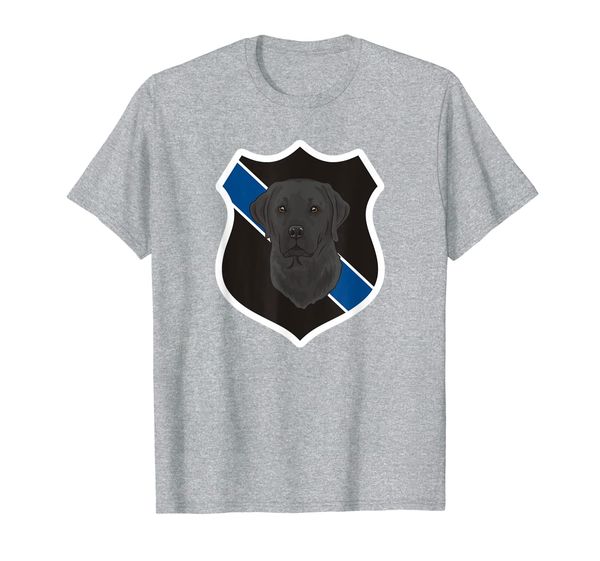 

thin blue line black labrador retriever k-9 police dog t-shirt, White;black