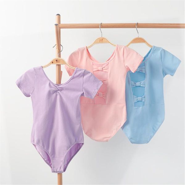 

stage wear ballet leotards kids gymnastics leotard girls dance bodysuit bowknot mesh back dancewear costumes cotton, Black;red