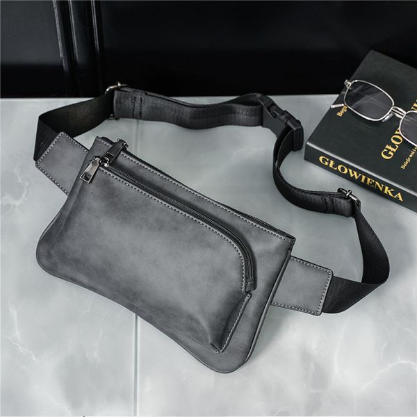 Neue Street Fashion Brust Tasche Trendy männer Vintage Grau Pu Leder Schulter Umhängetaschen Männlichen Hohe Qualität Solide Sling tasche