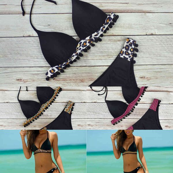 

bag 2021 new leopard open print ball hard back split bikini swimsuit for women2021, White;black