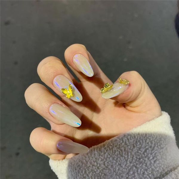 

false nails 24pcs butterflies nail patch glue type removable long paragraph fashion manicure save time wh998, Red;gold