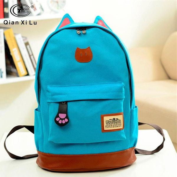 

backpack waterproof canvas cute cat style for women multi pocket travel backpacks female school bag teenage girls