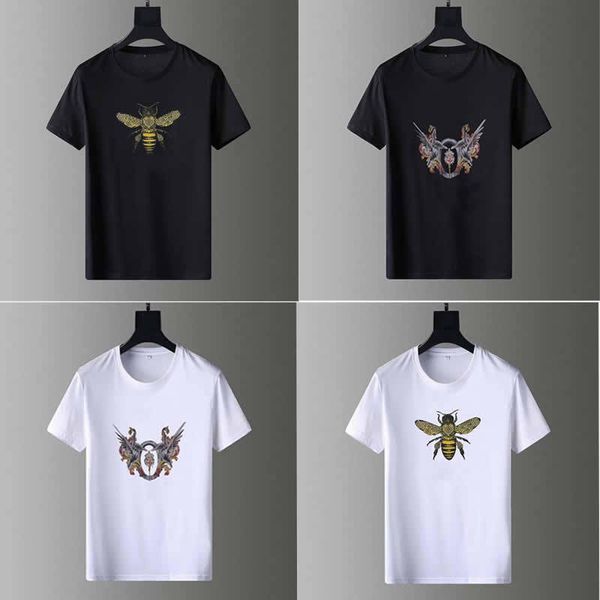 

factory outlet 21ss bee polo shirts mens t-shirt fashion clothing short sleeve punk hip hop print letter skateboard white casual t, White;black