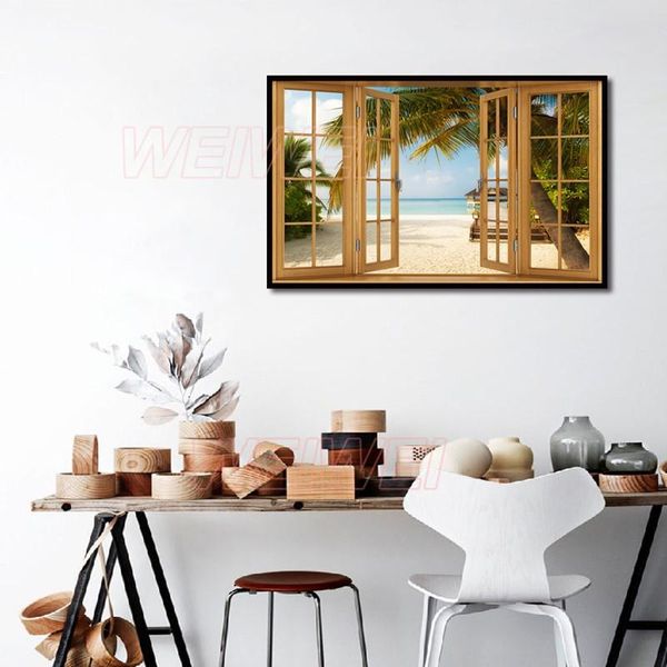 

paintings landscape painting is the bedroom beach opens window poster home decoration for living room waterproof ink