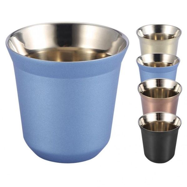 

reusable coffee mug double wall stainless steel water tea cup whiskey milk mugs outdoor travel camping cups & saucers