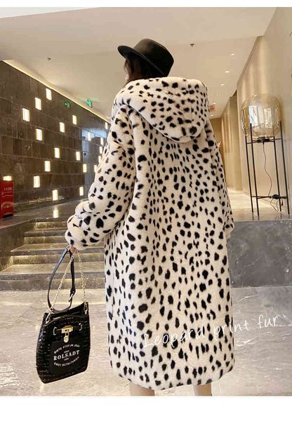 

women's wool & blends oversized winter hooded hairy shaggy soft leopard fur long coat sleeve furry stay warm women jacket tre 4ebi, Black