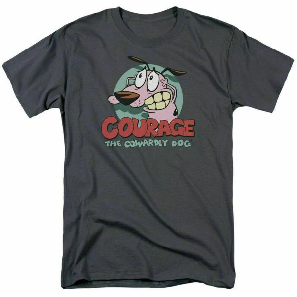 

courage the cowardly dog courage t shirt mens licensed cartoon merch charcoal, White;black