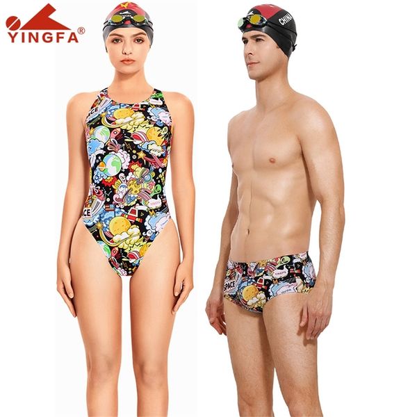 Yingfa neuer Digitaldruck-Berufsausbildungswettkampf-Badeanzug weibliches Rennen schnell trocknende Anti-Chlor-Frauenbadebekleidung 210324