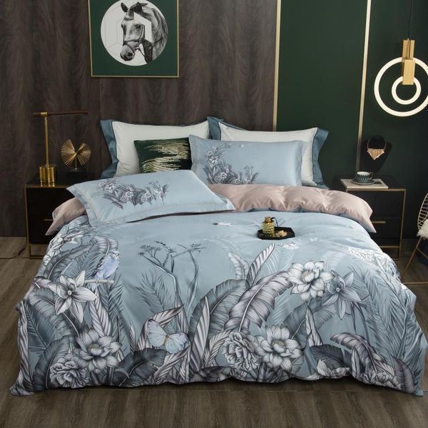 

4pcs tencel cotton digital printing luxury bedding sets  king size duvet cover set sheet pillowcase bedclothes