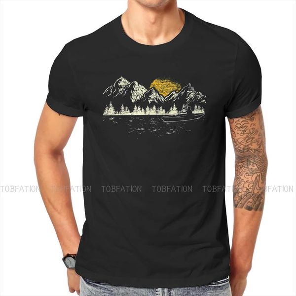 

men's t-shirts mountain forest kayak canoe paddling casual tshirt style streetwear leisure t shirt men short sleeve special gift idea, White;black