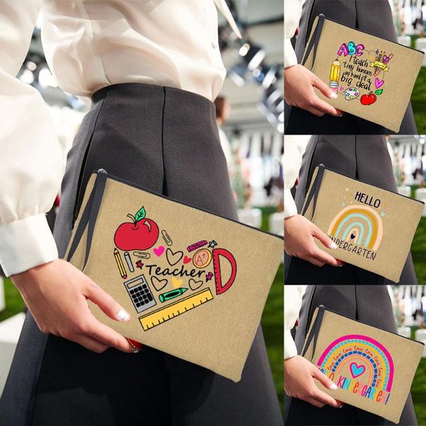 

cosmetic bags & cases teach love inspire kindergarten teacher clutch zipper pencil wristlet bag makeup large storage back to school gift