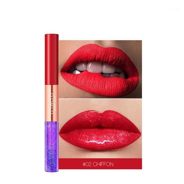 

lip gloss long lasting double-end lipstick matte portable party glaze clear women pearly-lustre moisturizing gift for o.two.o1