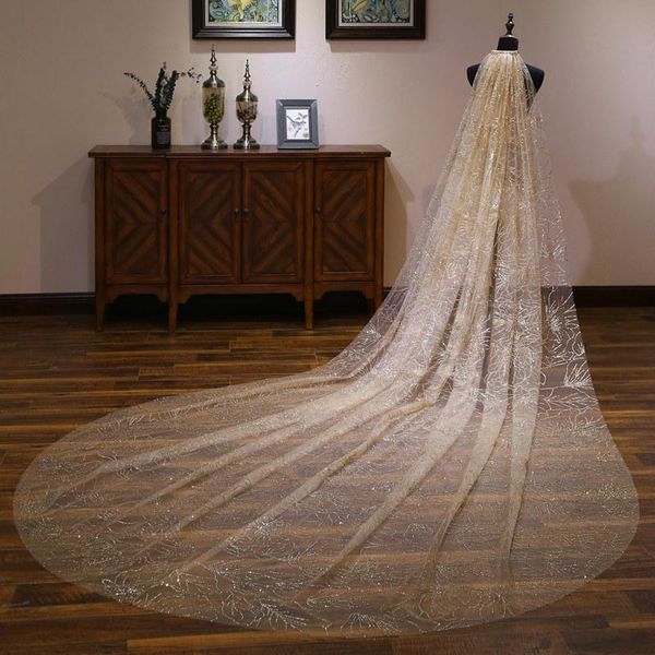 

bridal veils gold elegant tulle wedding veil cathedral with comb accessorie, Black