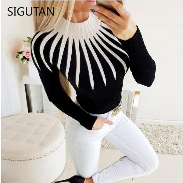 

women's sweaters fashion winter jumpers pullover knitwear turtleneck knitted sweater elegant ladies ol truien dames streetwear, White;black