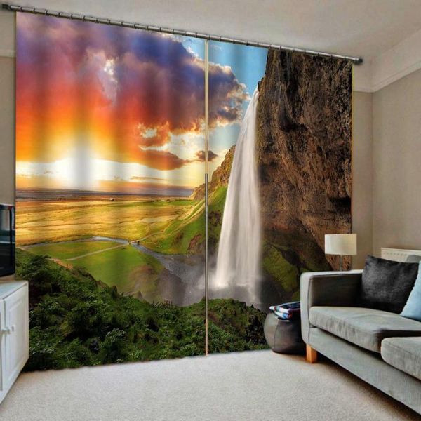 

curtain & drapes waterfall curtains nature scenery 3d luxury blackout window living room