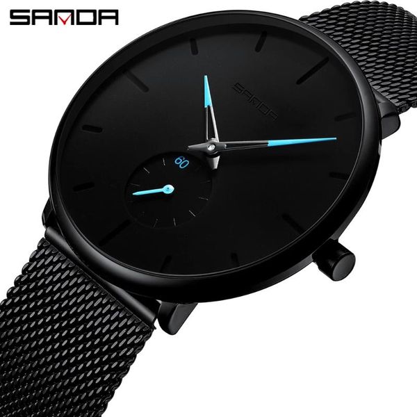 

wristwatches sanda brand fashion business men watch mesh steel sport for man waterproof wrist ultra thin quartz relogio masculino, Slivery;brown