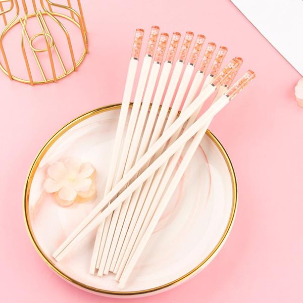 

chopsticks 1 pair simple and stylish good high temperature resistant amber gold non-slip sakura household reusable tableware
