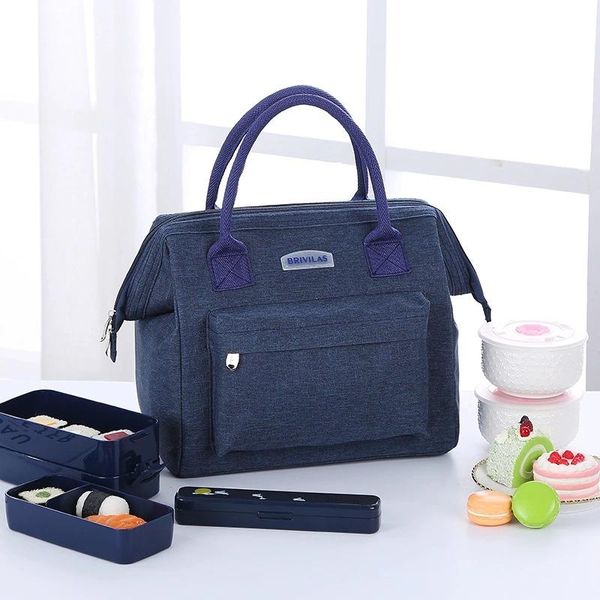 

storage bags portable lunch bag zipper thermal oxford handbag bento pouch dinner container for school camping food