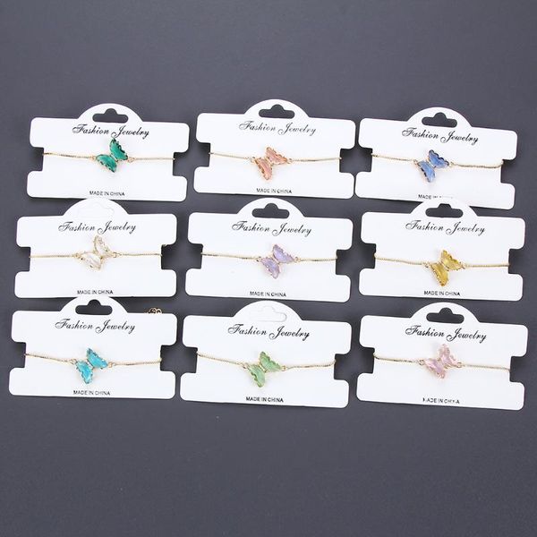 

link, chain fashion colorful crystal butterfly charm bracelet for women female pretty party design gifts steampunk jewelry, Black