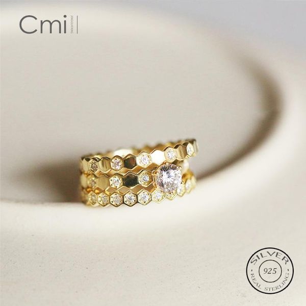 

cluster rings cmill luxury 925 silver wedding ring set stackable fashion jewelry for women rose gold crystal zirconia anniversary gift, Golden;silver