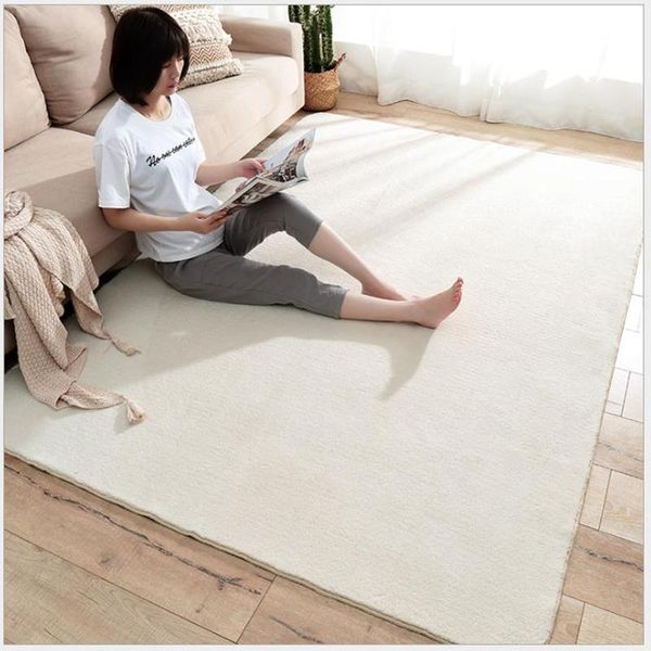 

carpets thick lamb wool carpet for children's room simple solid color bedroom foot rug living plush rugs non-slip floor mat white