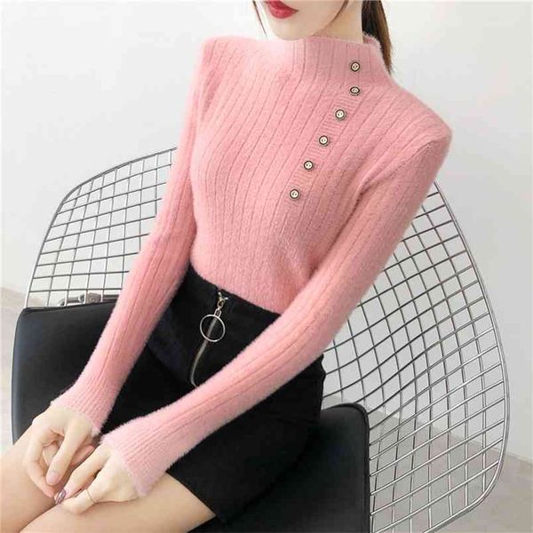 

pullovers autumn winter women knitted o-neck sweater casual soft and warm jumper fashion slim femme elasticity 210427, White;black