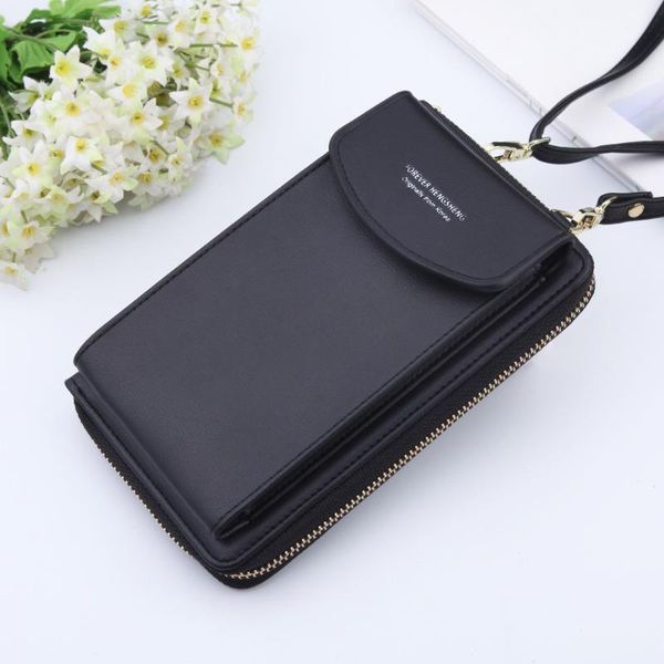 

wallets 2021 women long wallet shoulder bag female clutch lady purse zipper phone pocket card holder ladies carteras, Red;black