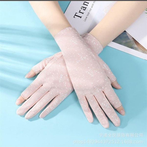 

five fingers gloves women' short spring cyclist summer half finger thin cotton sun protection cycling non slip driving 2021, Blue;gray