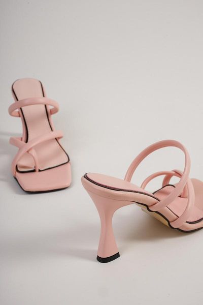 

women powder finger cross heels slippers us10387, Black