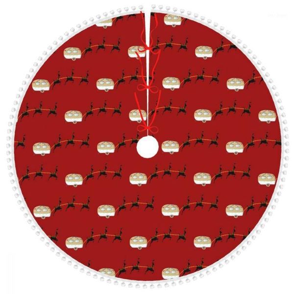 

christmas decorations camping day tree skirt with pom trim xmas decor