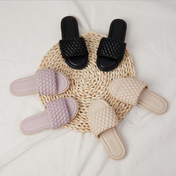 

slipper 2021 kids girls knit slides summer fashion solid colors shoes 25-35, Black;grey