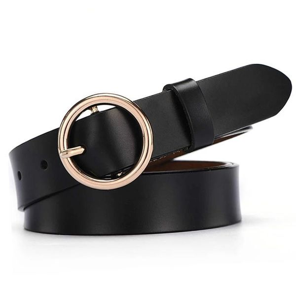 

belts leather belt women classic retro simple female round buckle pin, Black;brown