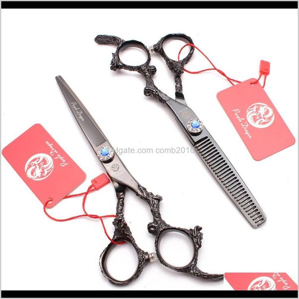 

9005# 5dot5" jp 440c purple dragon black professional hairdressing scissors straight shears thinning scissors salon hair 1scum tfafd