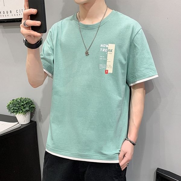

tarq short sleeve 2021 summermen's fashion casual korean youth men's t-shirts) coat loose t-shirt, White;black