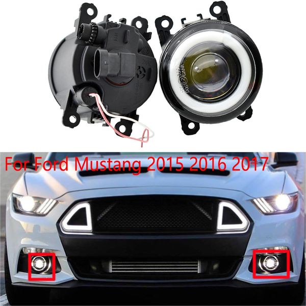 LED da 2 pezzi LED con lenti della nebbia per lenti per Ford Mustang 2015-2017 LF10-S LAMPO DRL LAGNI DI GIORNO FIHULI ACCESSI AUTORI