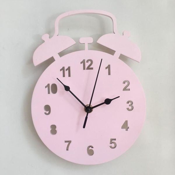 

wooden wall decoration of clock in children's room alarm shape living pink green clocks