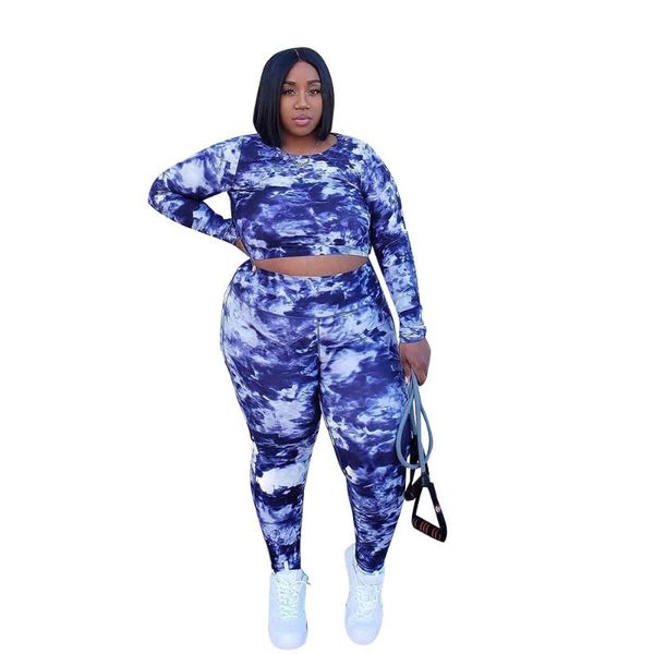

plus size tracksuits sylph 2 piece set fashion slim hollow-out tie dye women two outfits sets long sleeve crop and pants suits, Black