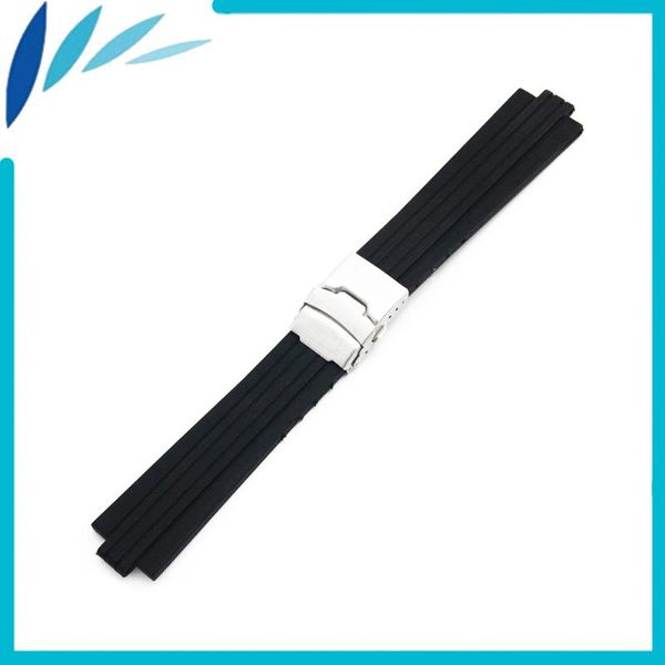 

watch bands silicone rubber band 12mm x 22mm, 10mm 24mm convex mouth watchband safety buckle strap wrist belt loop bracelet black, Black;brown