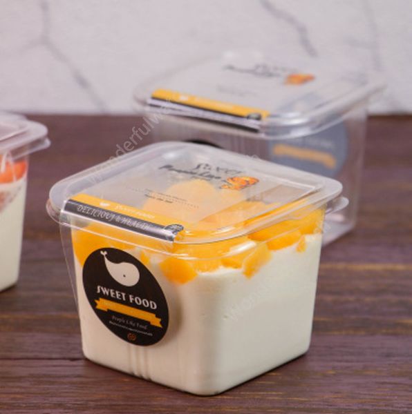 

clear cake box transparent square mousse plastic cupcake boxes with lid yoghourt pudding wedding party supplies dhw18