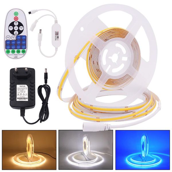 

strips wifi control cob led strip dc 12v 24v eu set high density ra 90 white red blue green fob flexible ribbon light