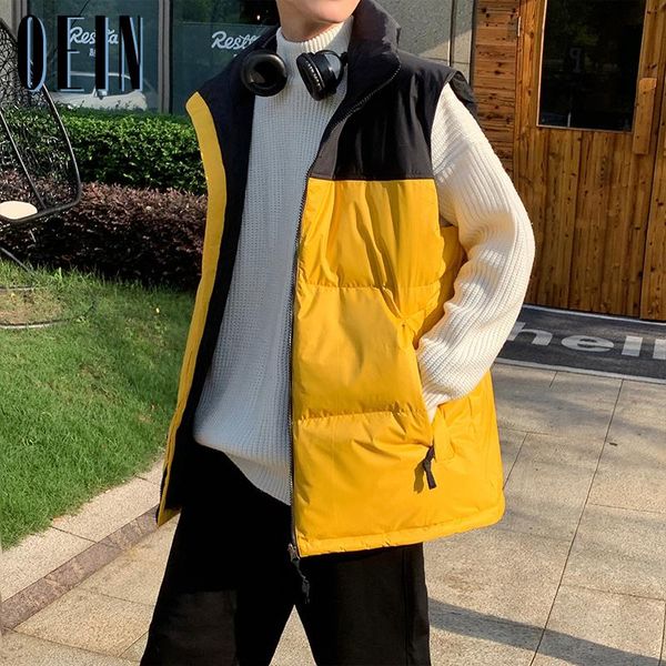 

men's vests oein mens vest jacket winter waterproof warm sleeveless men 2021 fashion casual patchwork autumn thick waistcoat, Black;white