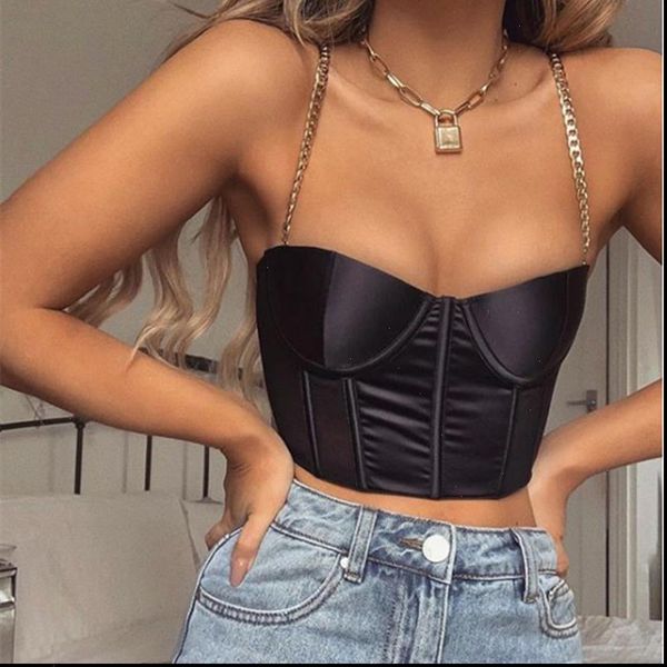 

vintage womens camis ladies metal chain slim fit women sleeveless skinny club party fashion crop tank streetwear, White