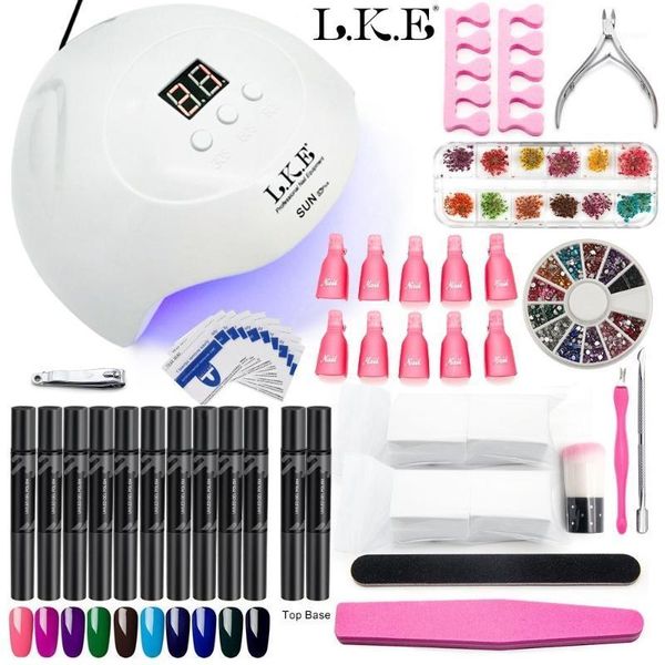 

manicure set 12pcs nail gel pen polish includes 36w uv led lamp multiple combinations elementary tools1