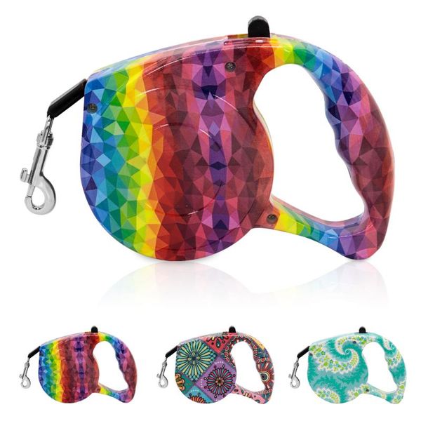 

dog collars & leashes 5m retractable leash automatic dogs lead rope colorful print pet walking leads small medium large 16ft